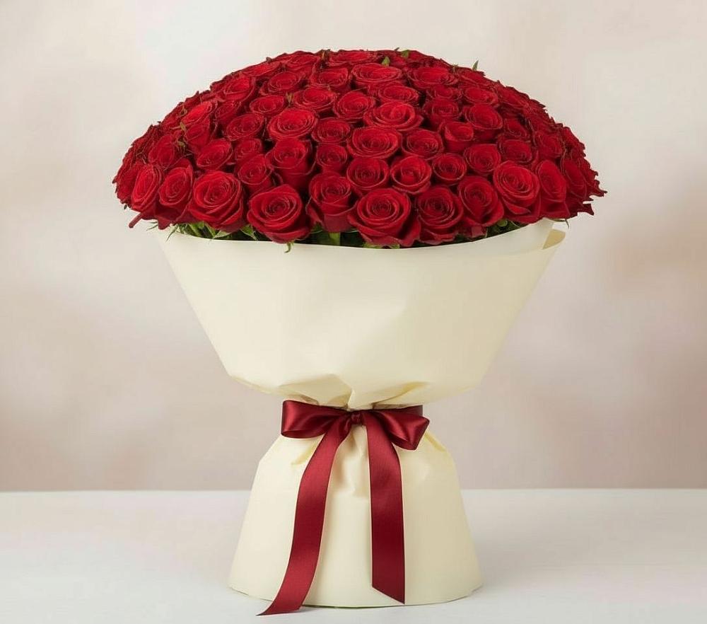 Букет 101 Красная роза Милано в Старомышастовской
