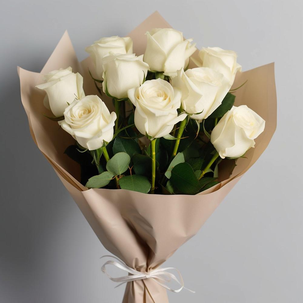 Букет 9 Белых роз Эдлесс Лав в Старомышастовской