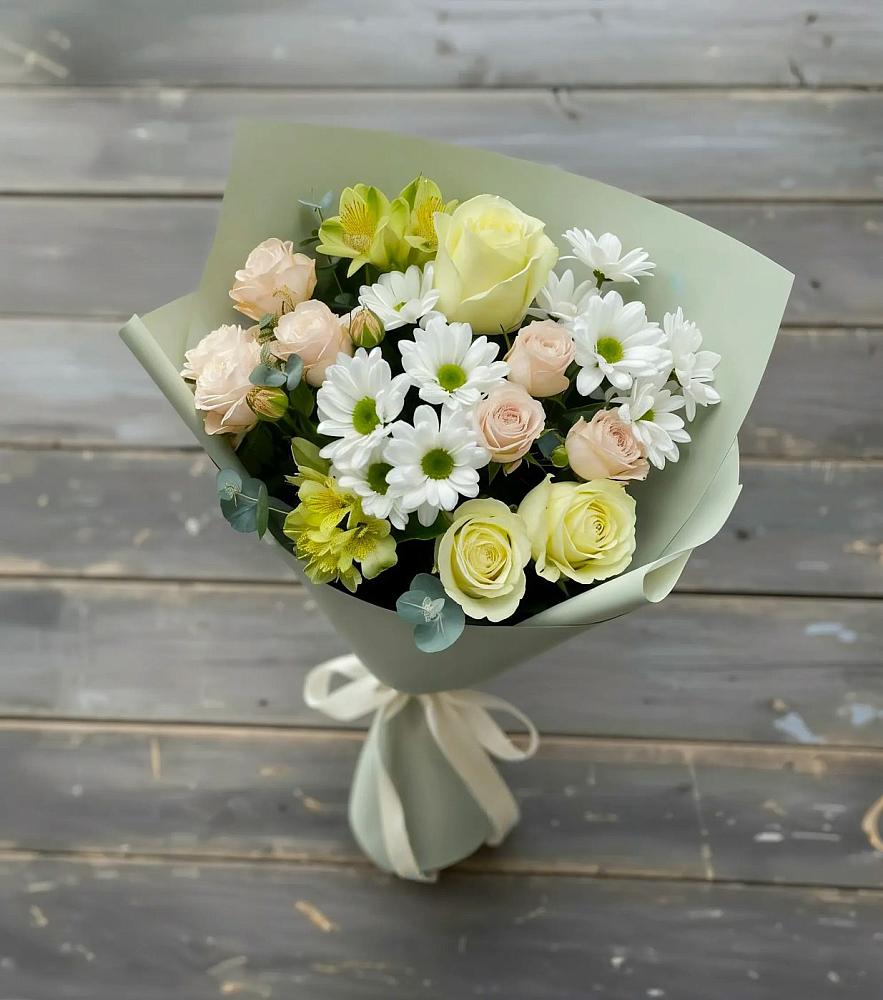 Букет цветов из: Альстромерии, Розы и Хризантемы в Старомышастовской