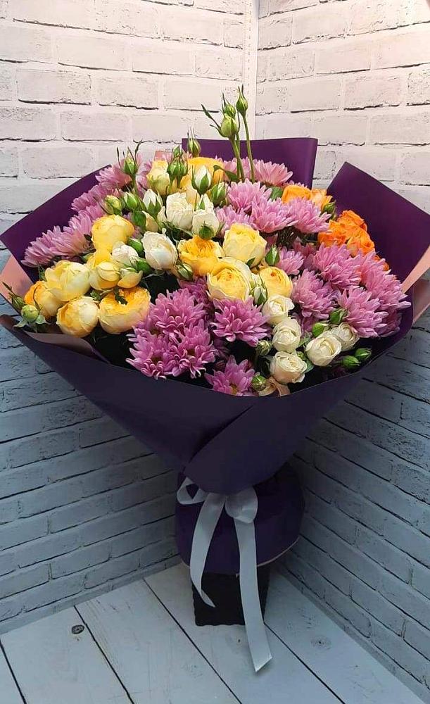 Букет цветов из: Хризантемы и Розы в Старомышастовской