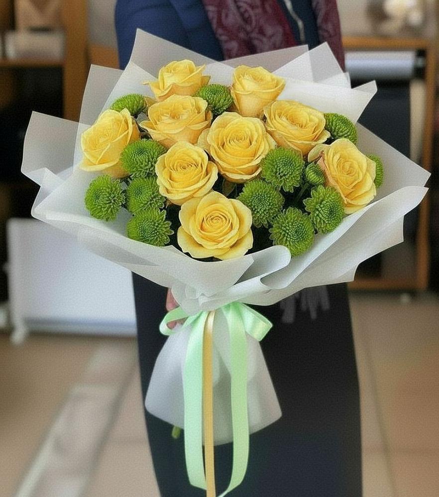 Букет цветов из: Хризантемы и Розы в Старомышастовской