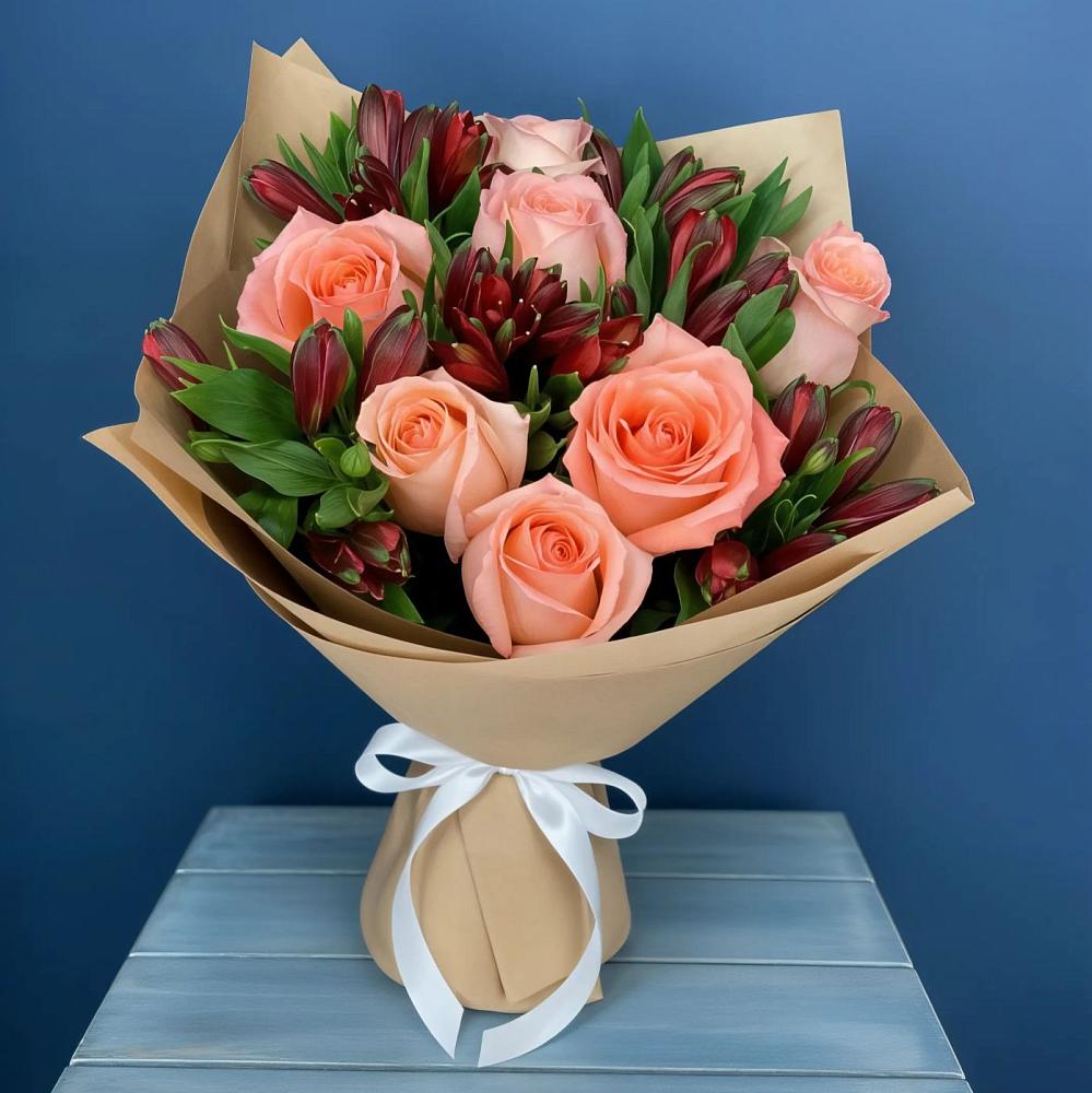 Букет цветов из: Розы и Альстромерии в Старомышастовской