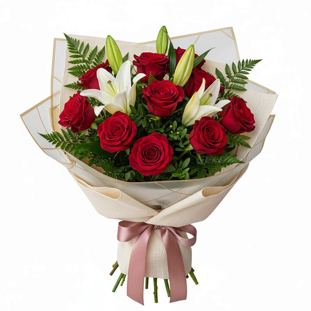 Букет цветов из: Лилии и Розы в Старомышастовской