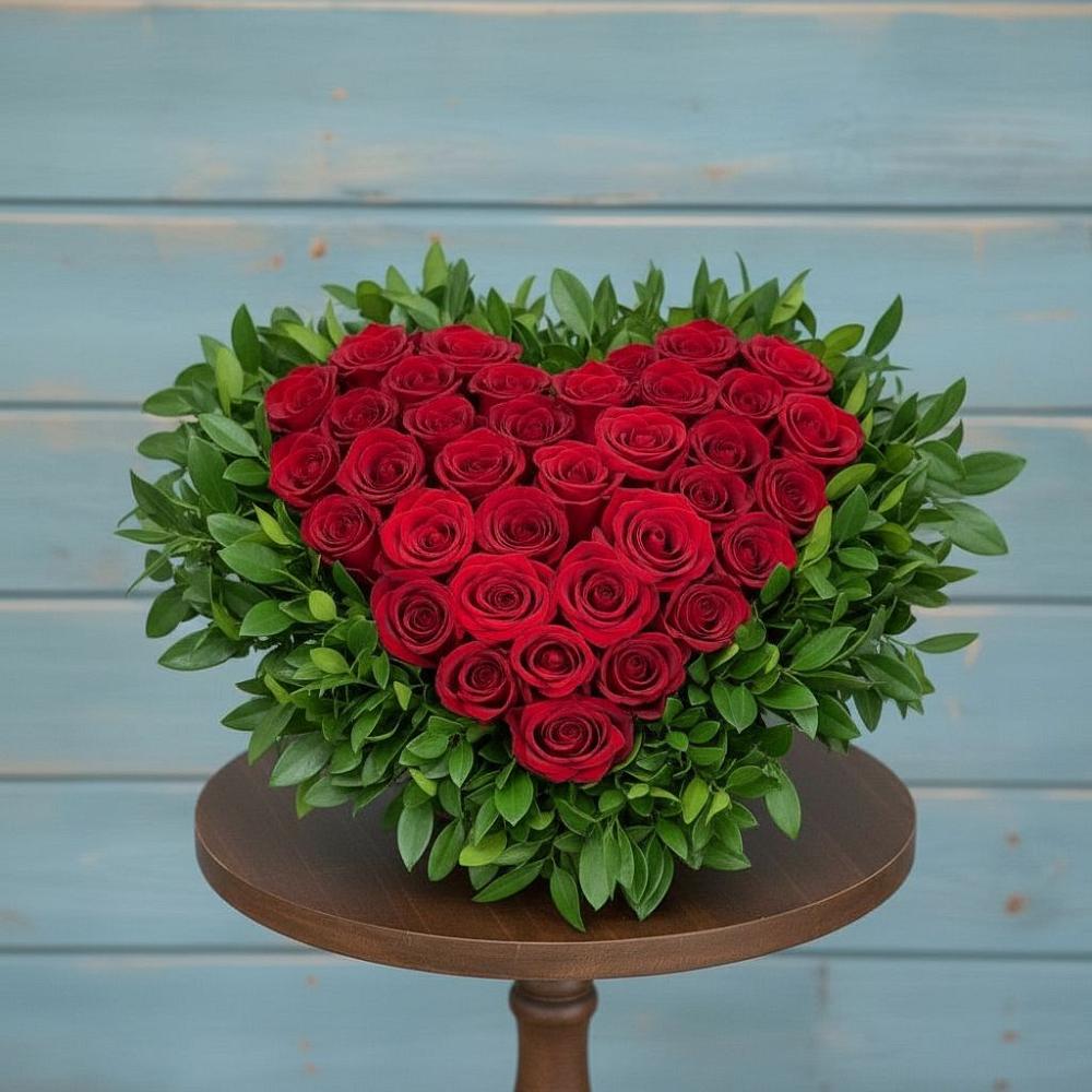 Цветочная композиция из Розы в виде сердца в Старомышастовской