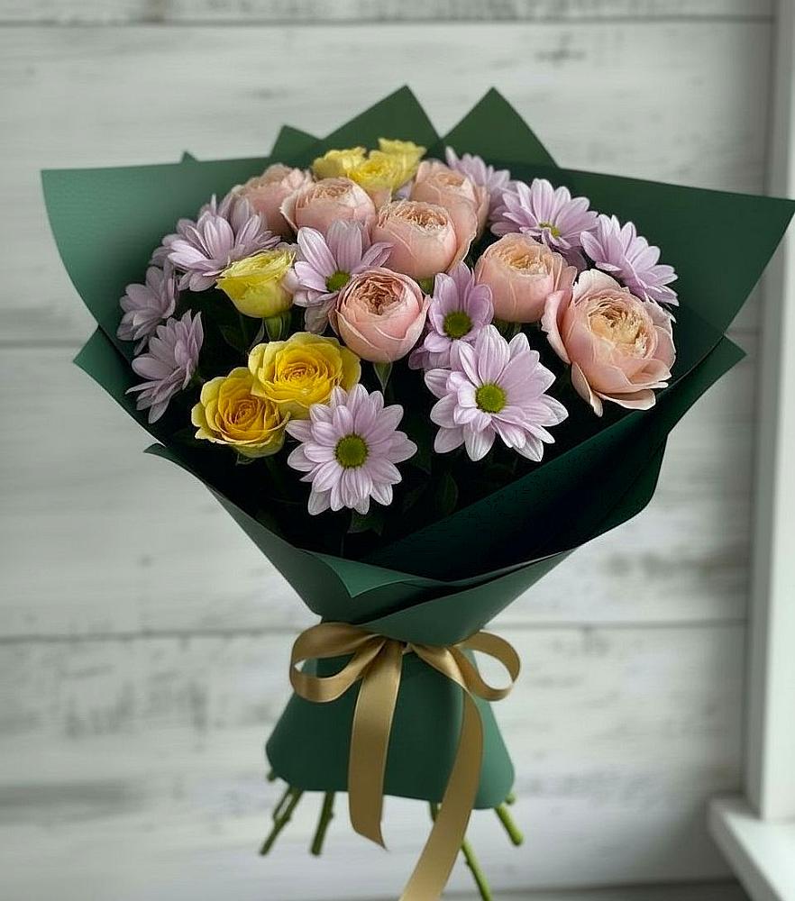 Букет цветов из: Хризантемы и Розы в Старомышастовской