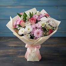 Букет цветов из:  Хризантемы, Альстромерии и Розы #REPLACE_PRED# Старомышастовской