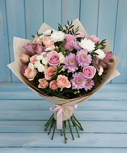 Букет цветов из:  Хризантемы, Розы и Альстромерии в Старомышастовской