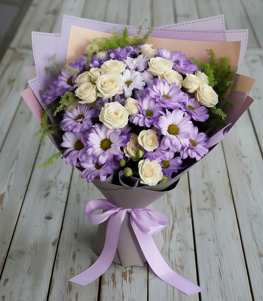 Букет цветов из: Хризантемы и Розы в Старомышастовской